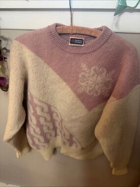Pink & Cream 100% Wool Sweater from Iceland